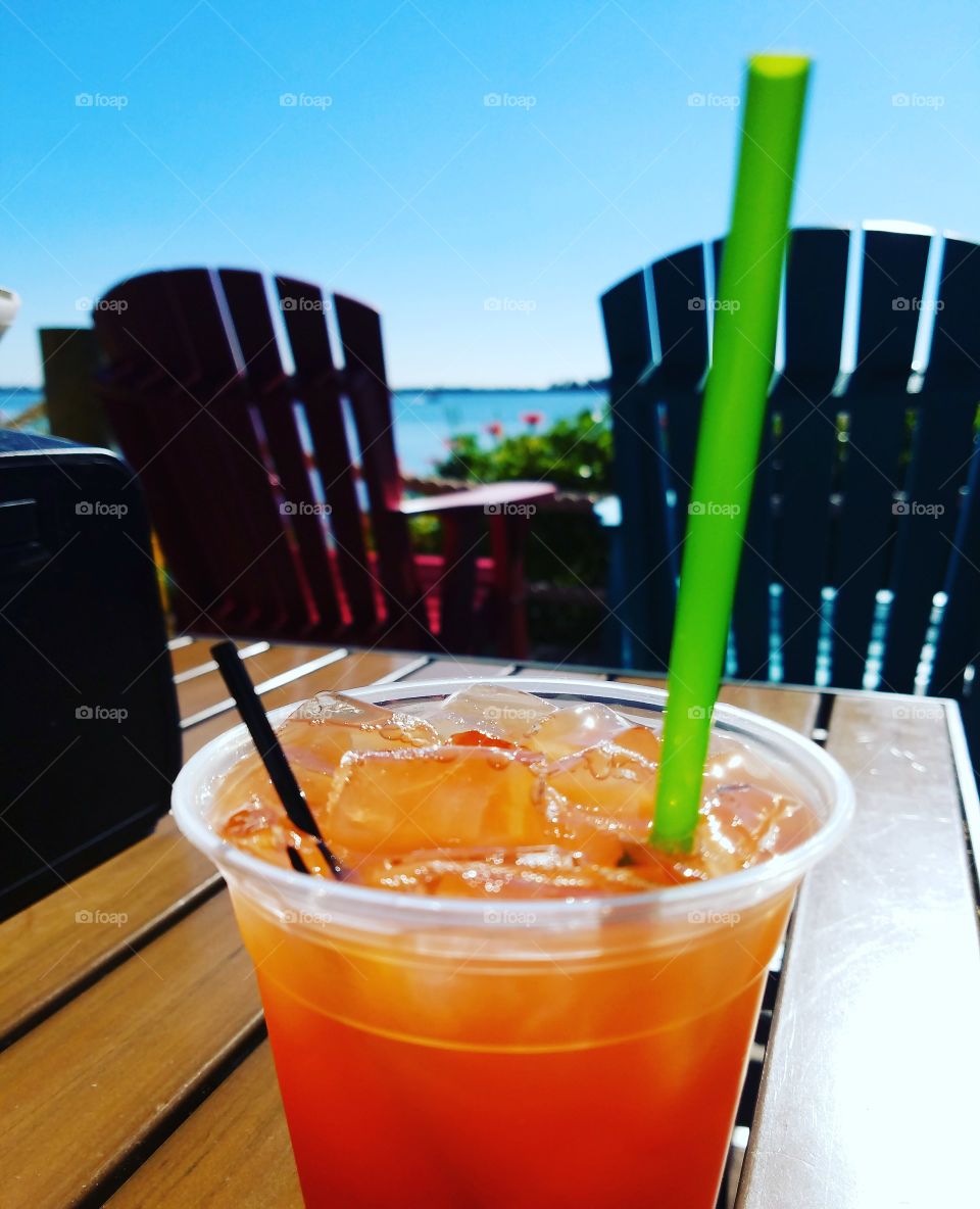 Waterside drink on a beautiful beach day