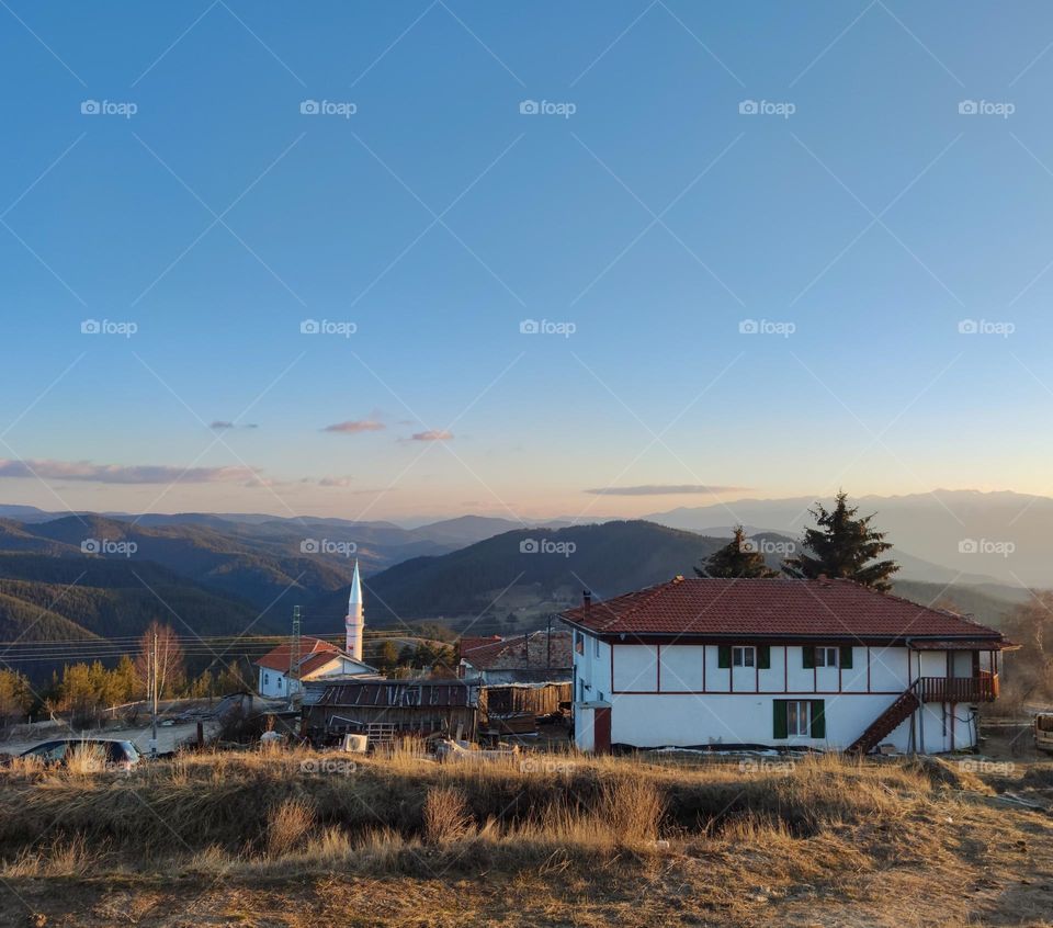 Golden hour in a small mountain village