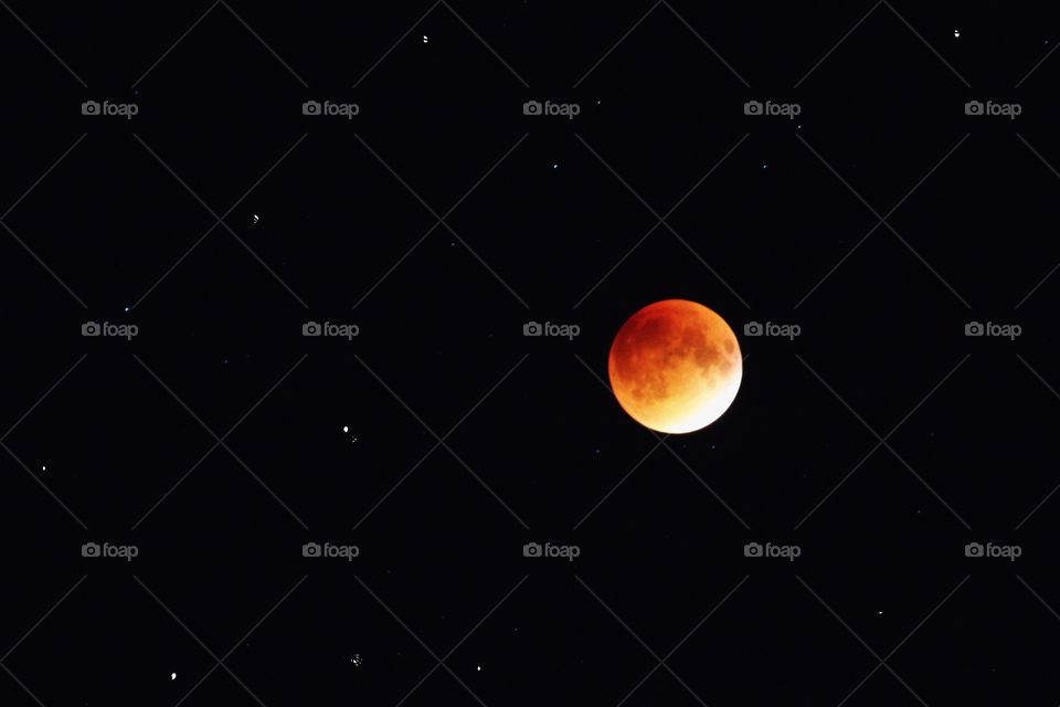Bloodmoon. Early phases of the super moon eclipse