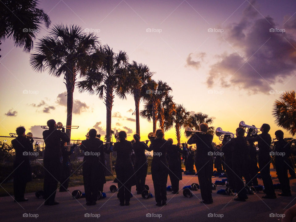Instruments at sunset