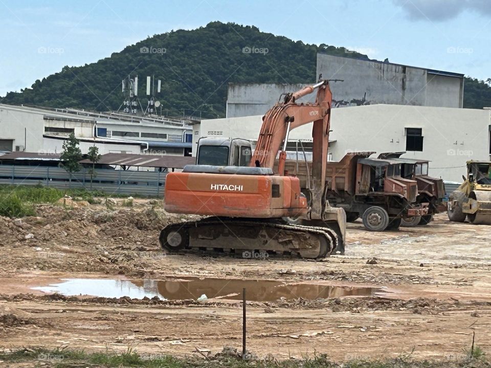 Hitachi Excavator in construction area