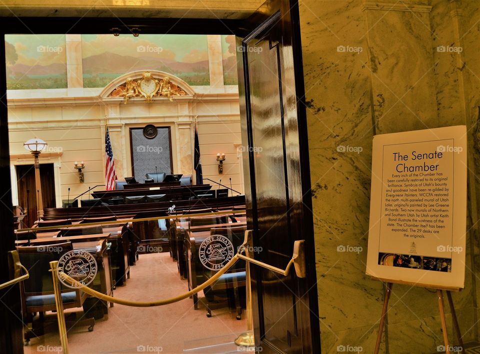The senate chamber in Utah state capitol building 