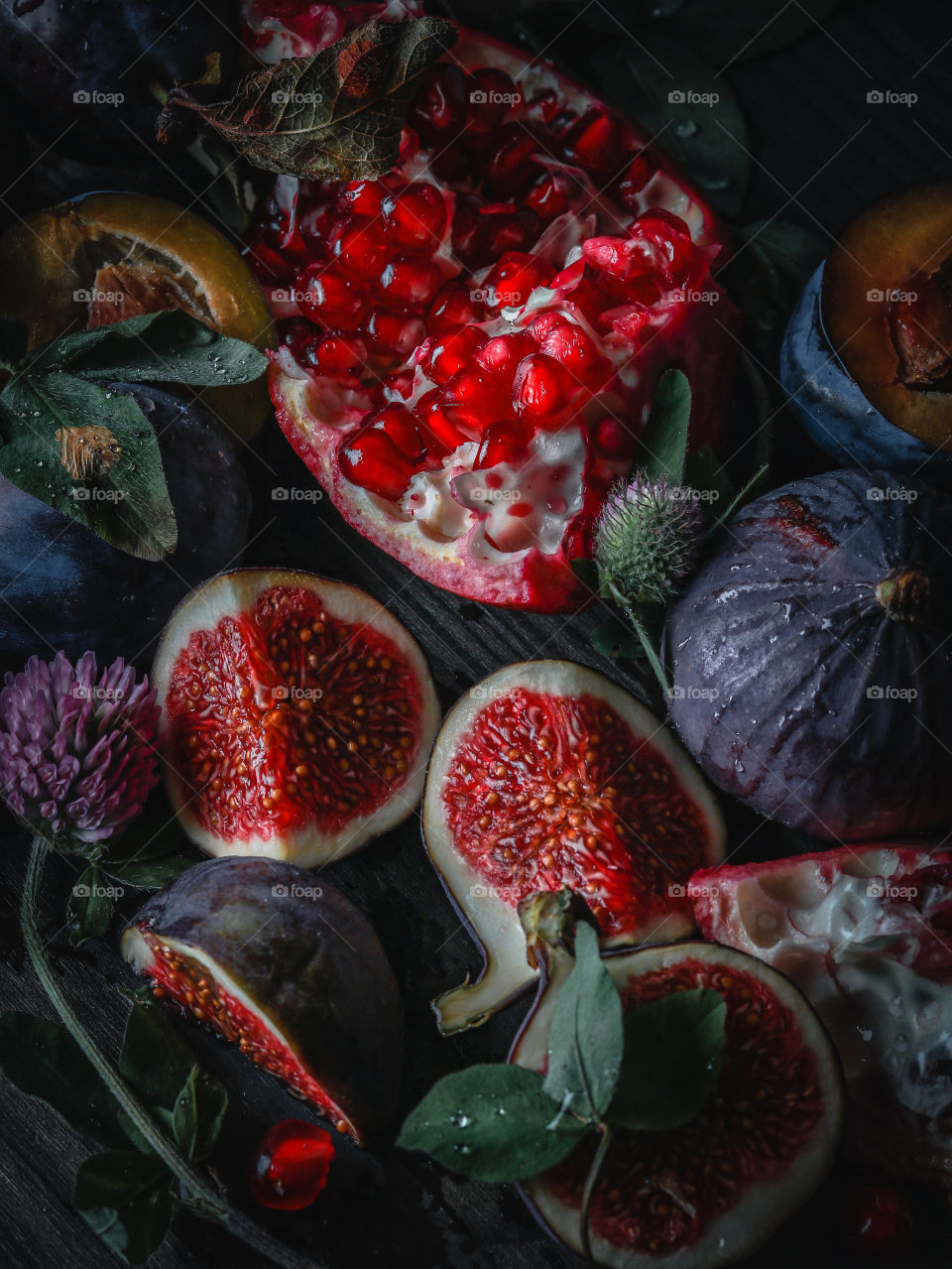 figs, pomegranate and plums