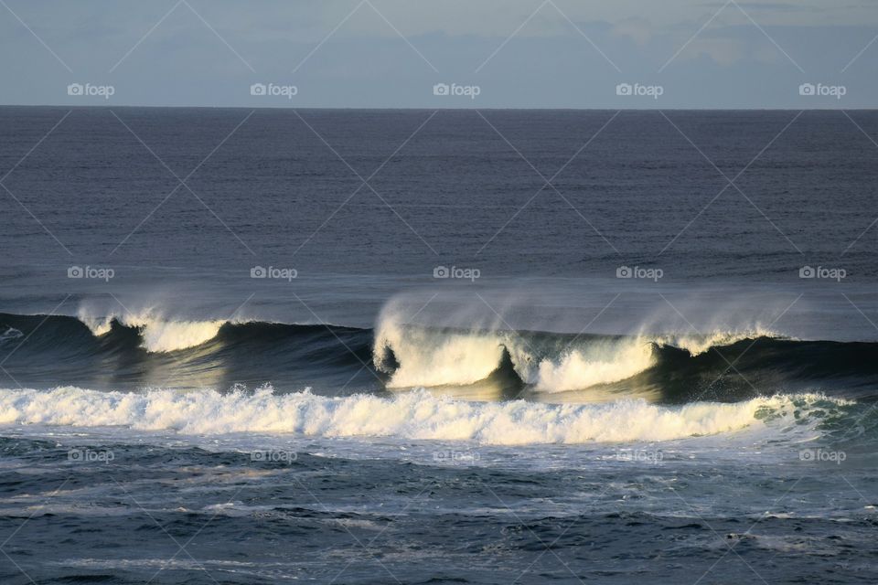 Crashing waves and wind