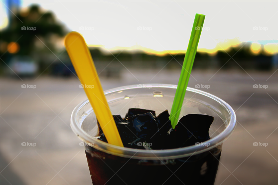grass jelly ice drinking. a kind of Chinese vegetable jelly black in colour