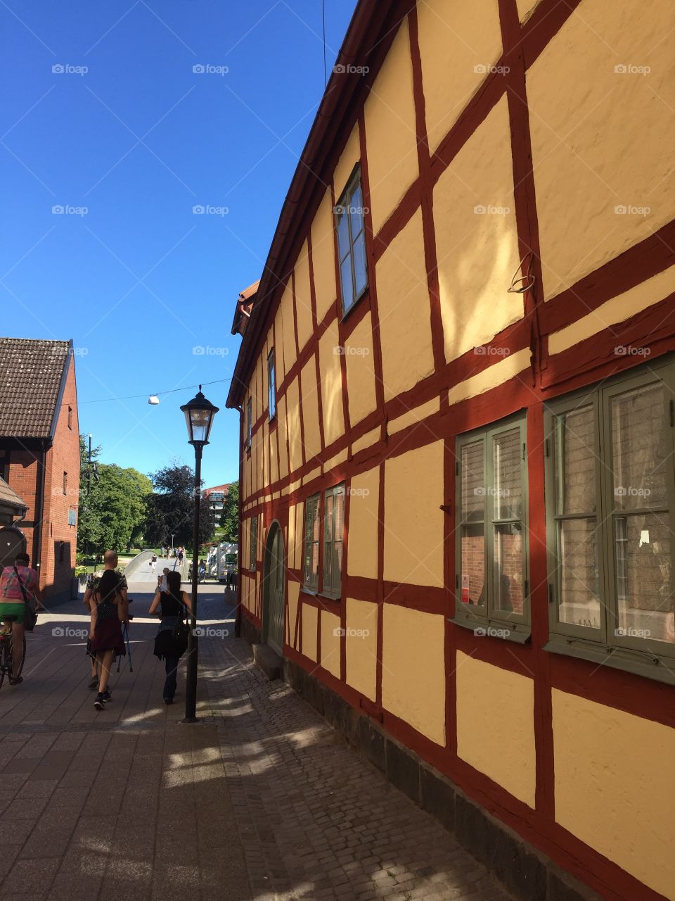 Summer street in a small town in Sweden