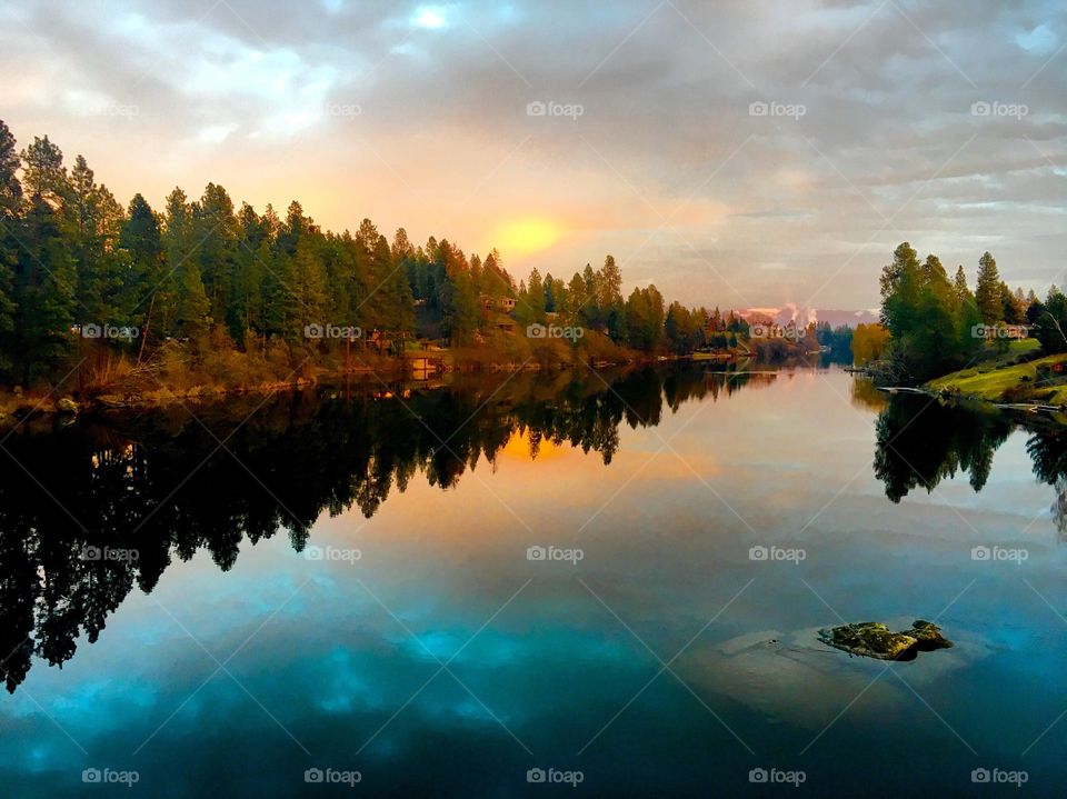 Sunset on the spokane river