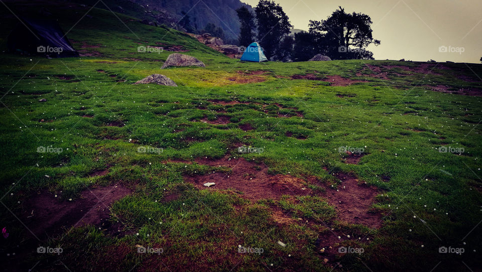 camping and hailstorm