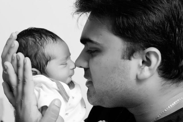 Happiest moment for Father, after seeing his new born baby..