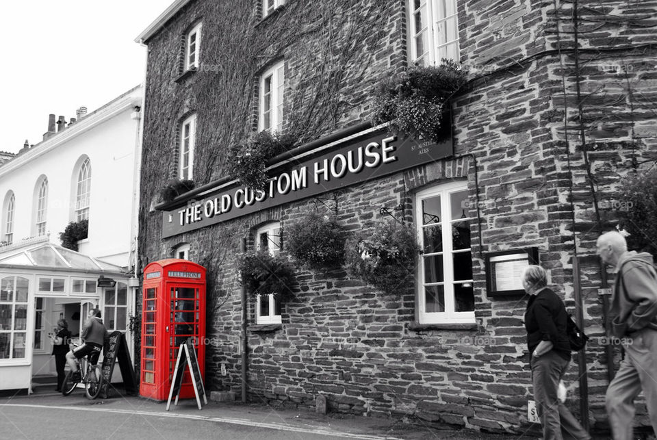 PHONE BOX NEXT TO A PUB