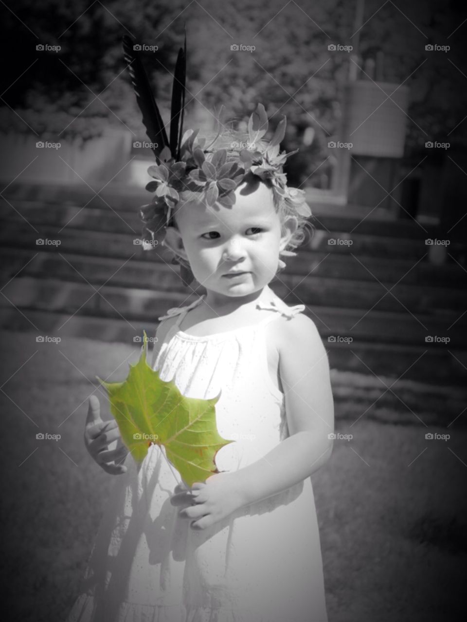 Girl with leaf