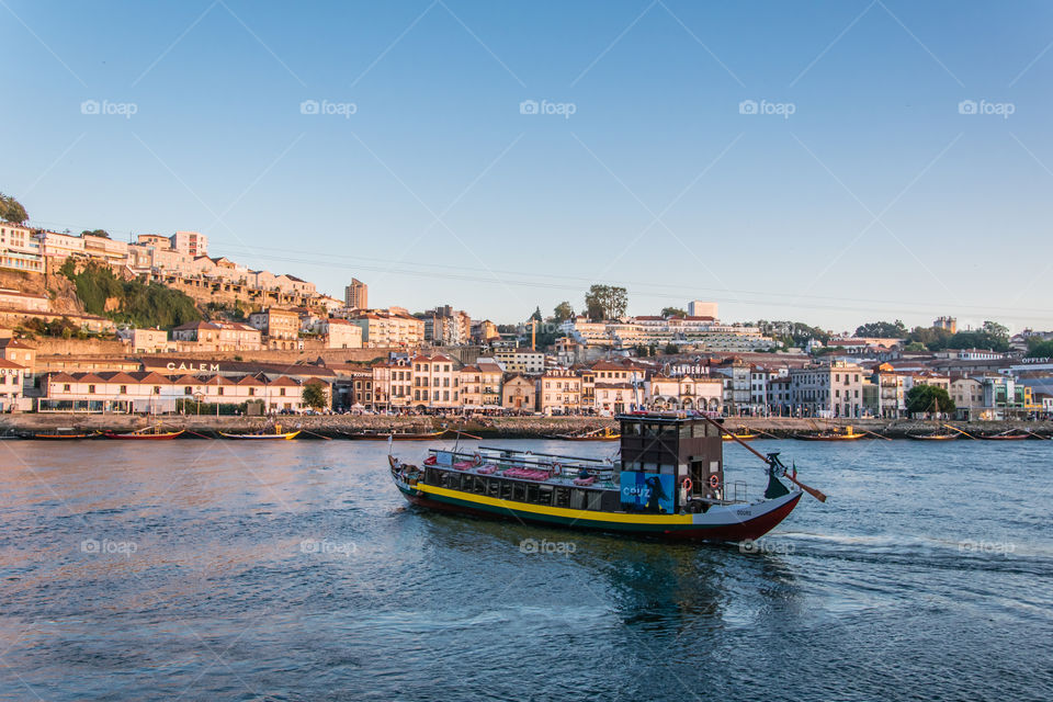 Rabelo crossing the river Douro, Porto, Portugal