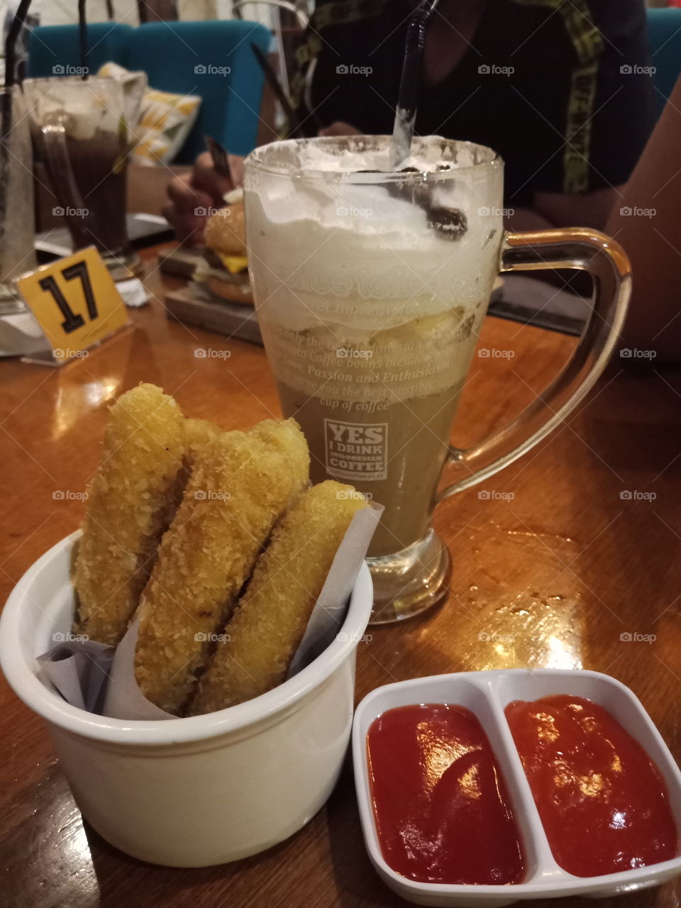 mozzarella chicken steak and frappe rum raisin