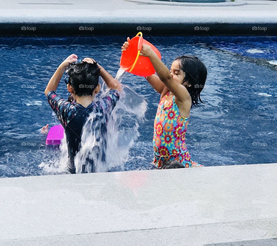 Enjoying with friends at Swimming pool