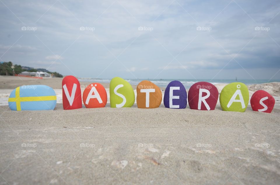 Vasteras, souvenir on colourful stones