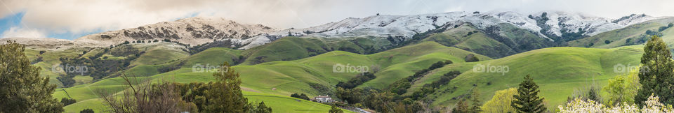 Snow capped hills in California