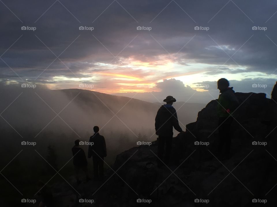 Sunset, Dawn, Fog, Landscape, People