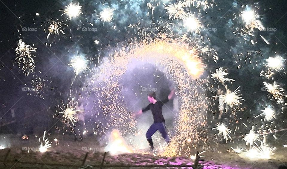 Spectacle pyrotechnique à Villers