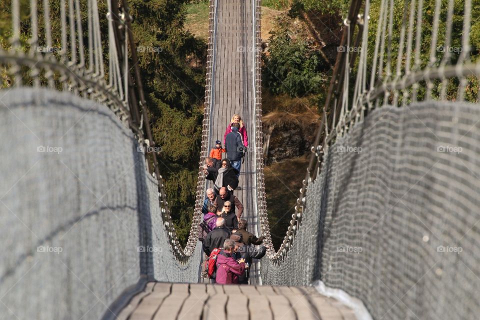 Suspension Bridge In Goms,Valais