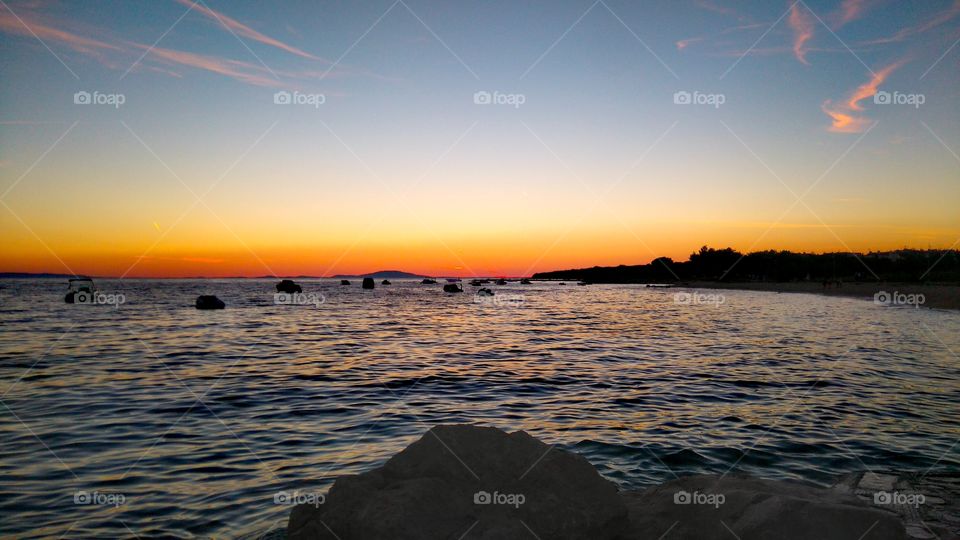 sunset on the beach island Pag Croatia