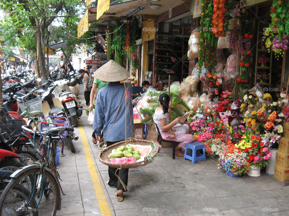 Daily life in Hanoi streets in Vietnam