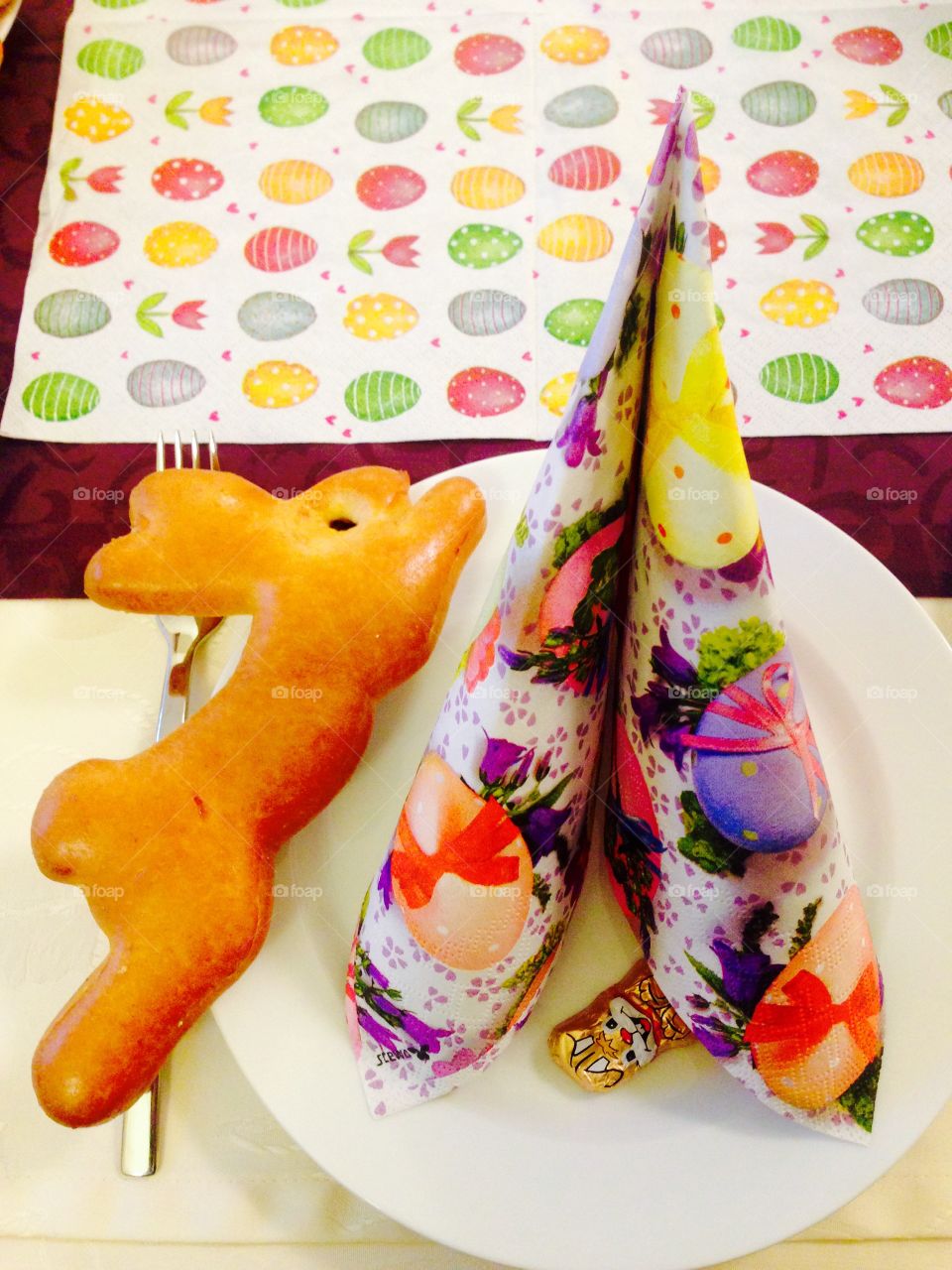 easter bunny and eggs in dining set. easter bunny and eggs in dining set