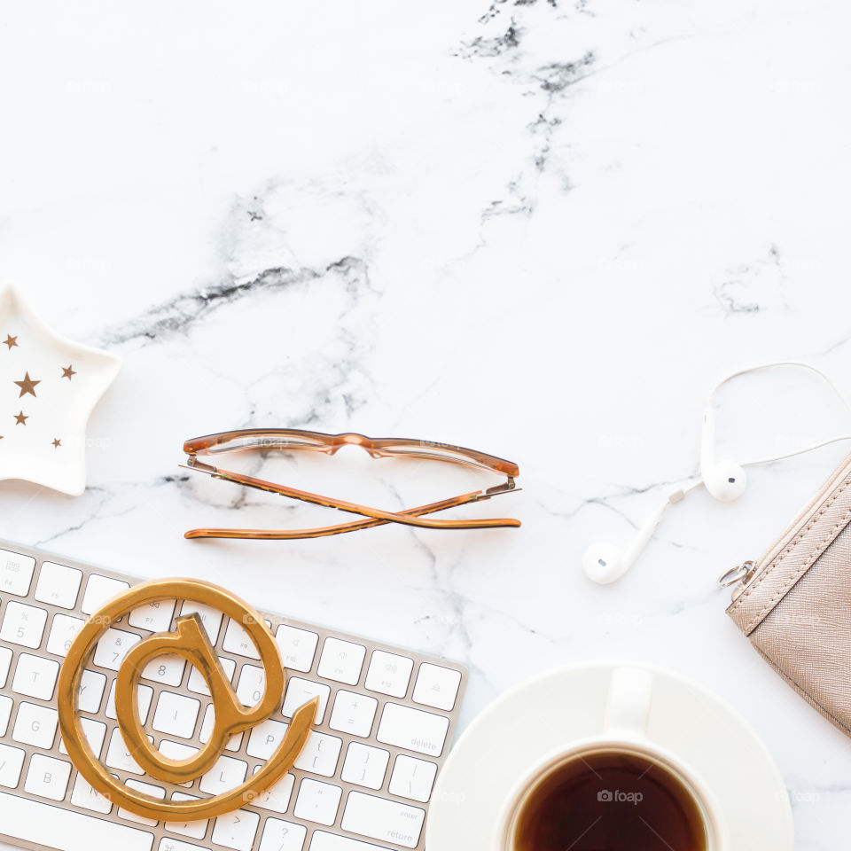 Office desk flatlay