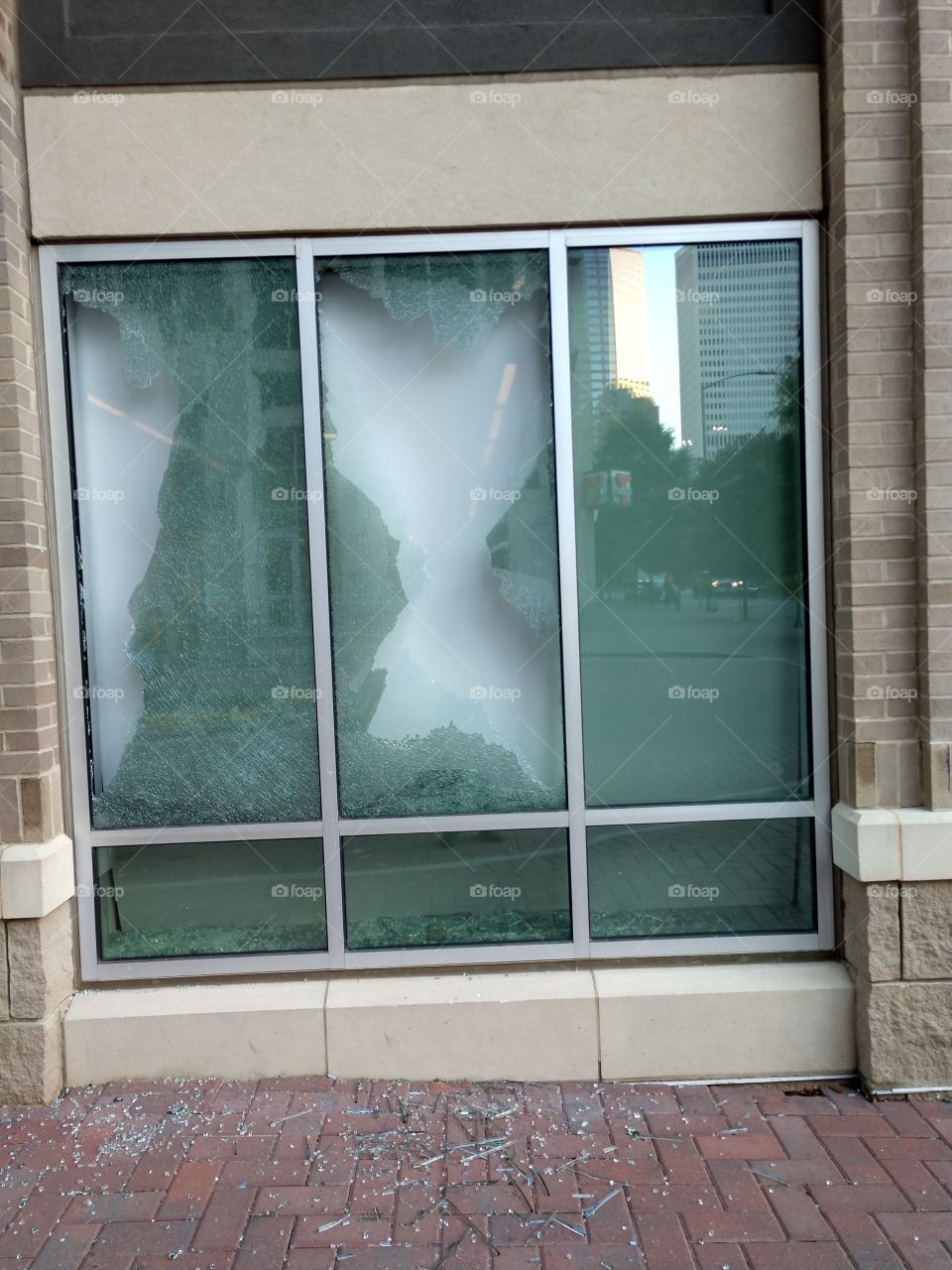 broken glass from riots