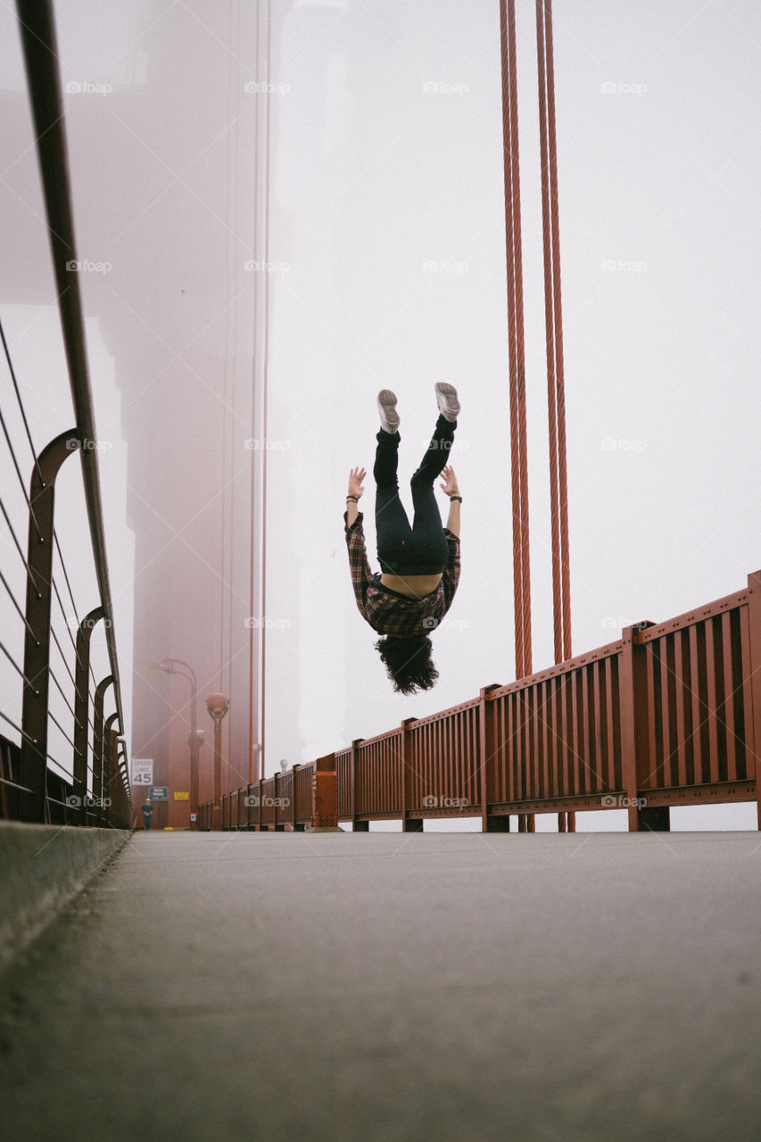 On just your typical flip while walking home on the Golden Gate Bridge 