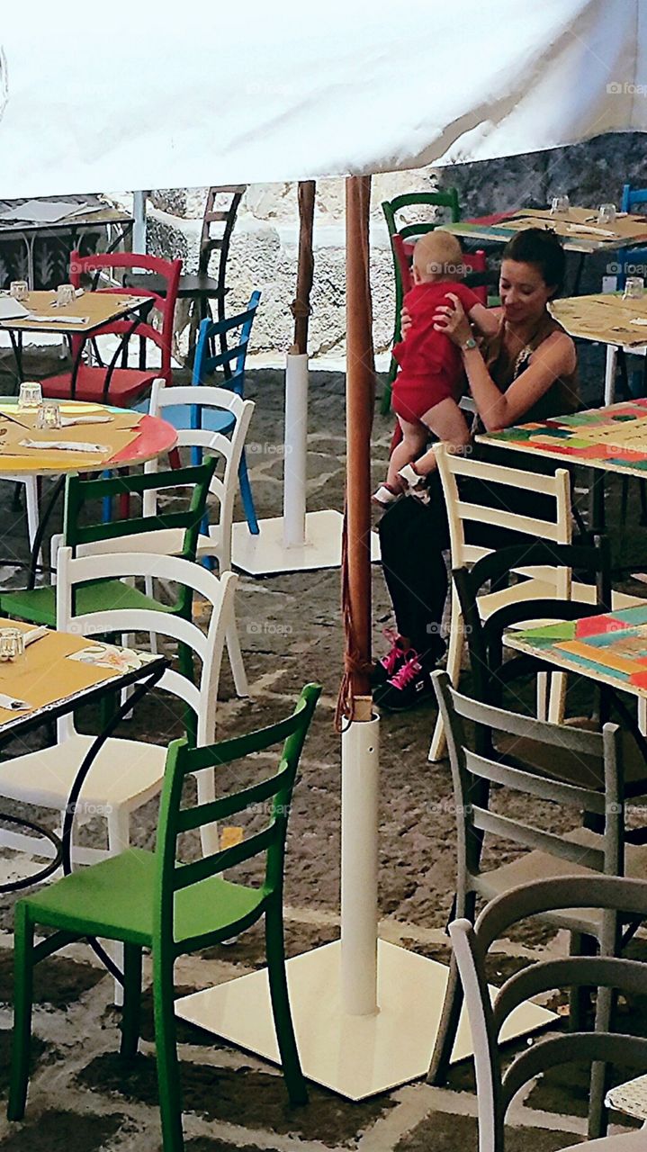 Mother and Child at a Cafe