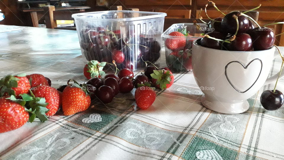 cherries and strawberries