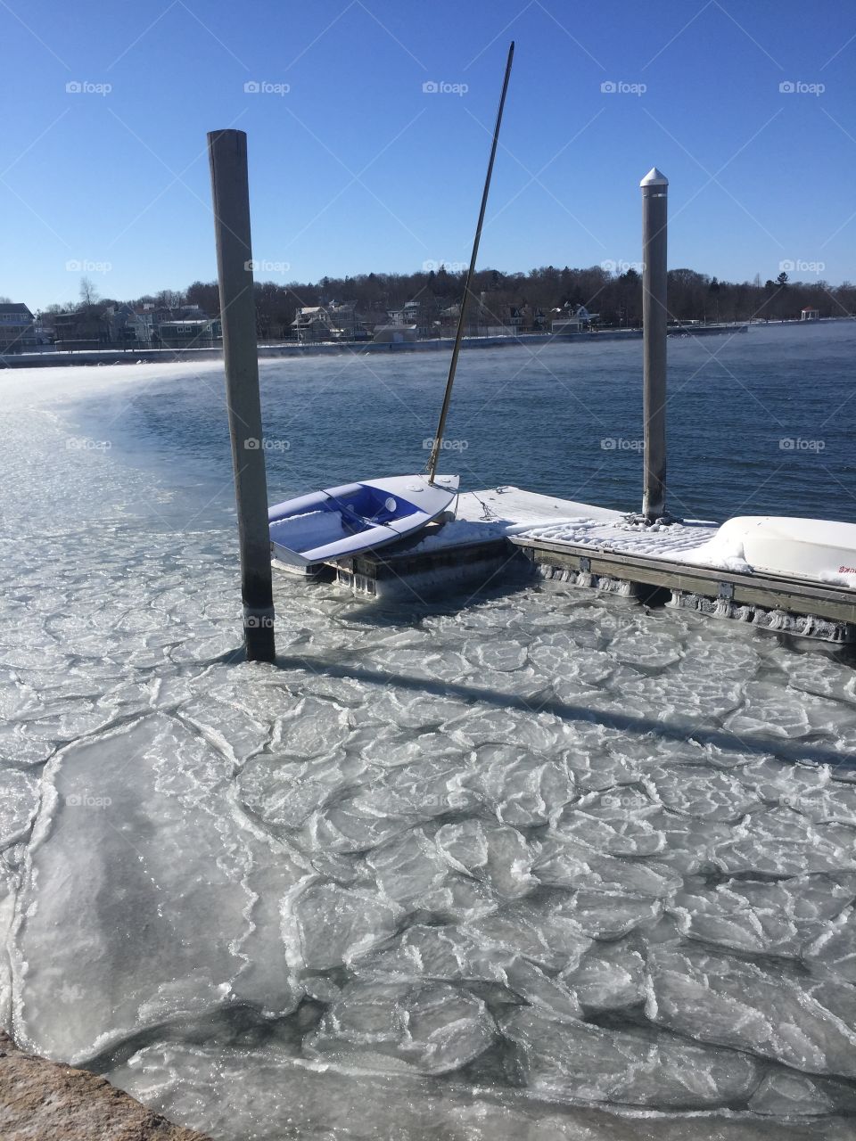 Harbor freezing over. Newport Rhode Island. 