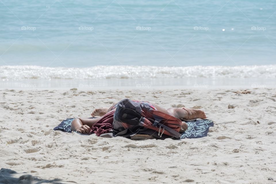 Sunbath on the beautiful beach