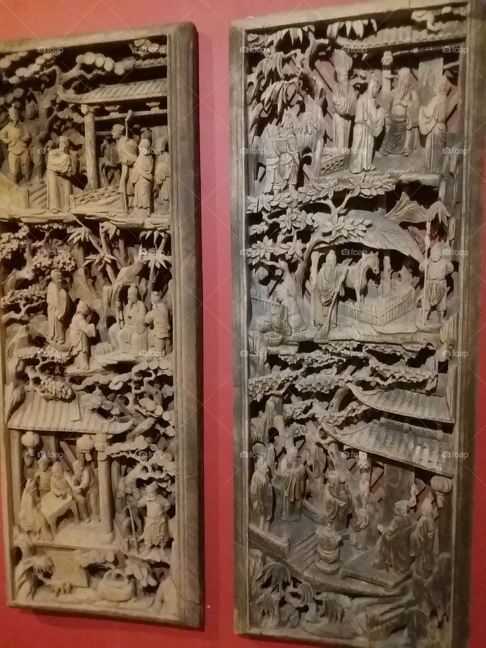 elaborate wood carving, HKU museum