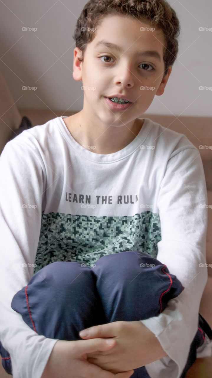 Happy curly haired child