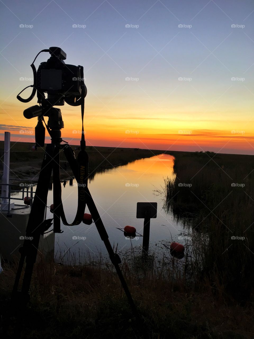 Sunset, Landscape, Tripod, Silhouette, Sky