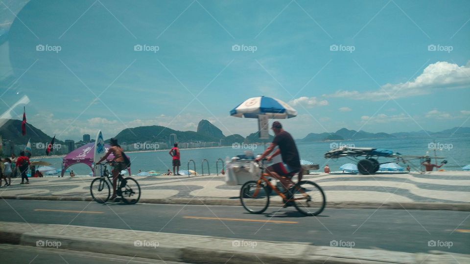 Biking on Copacabana Beach
