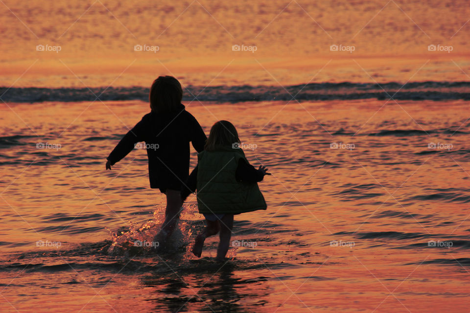 children  in the sunset 