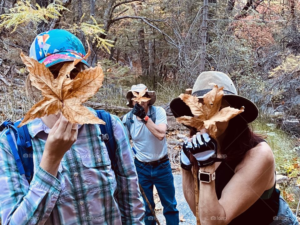 Leaf faces from the forest make for fun and games