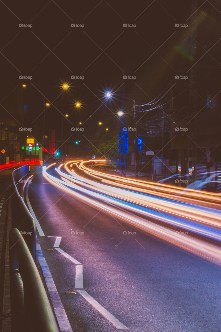 light trails at night