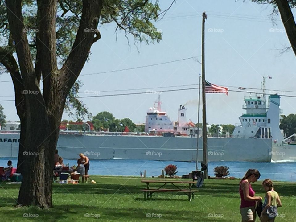 Ship on St. Clair River