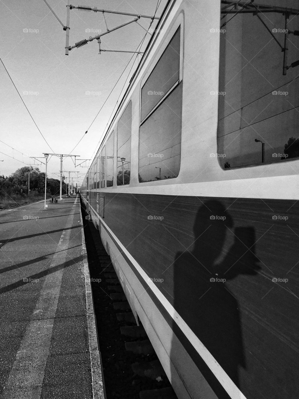 Shadow on a moving train