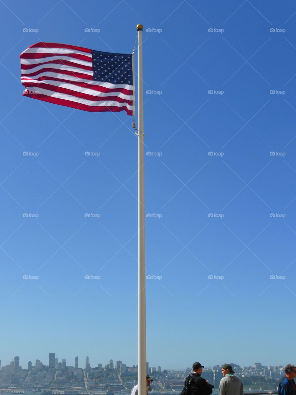 American flag. Flag pole. San Francisco.flag, usa, pole, blue, america, freedom, red, american, sky, california, symbol, patriotism, wind, united, country, white, independence, banner, states, july, day, francisco, san, national, landmark