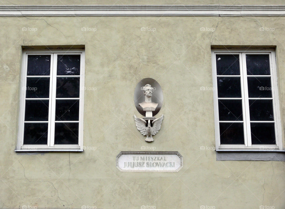 Exterior of Polish Romantic poet's residence in Vilnius, Lithuania.