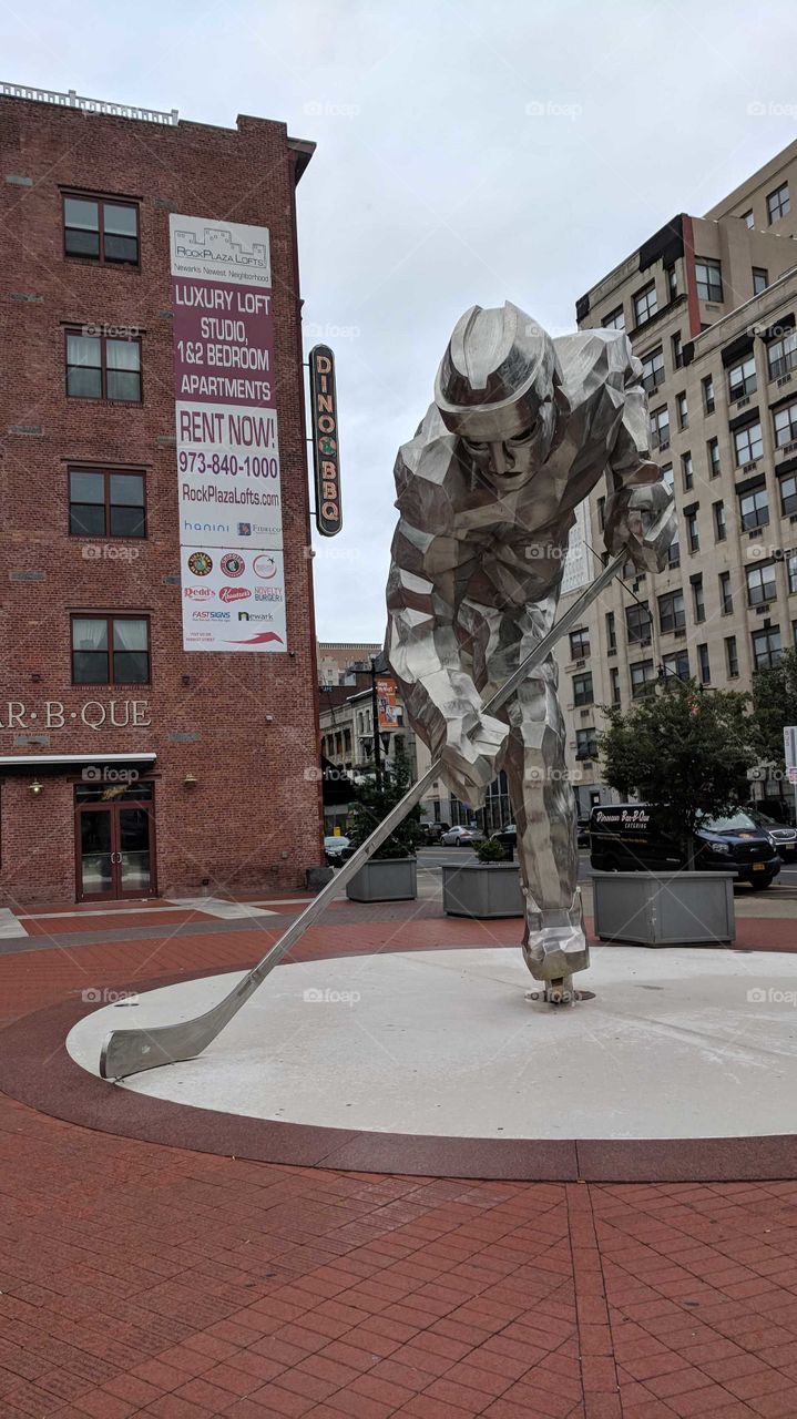 Hockey Player Statue at Prudential Center