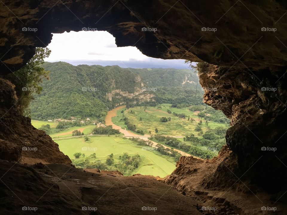 Scenic view of mountain and river