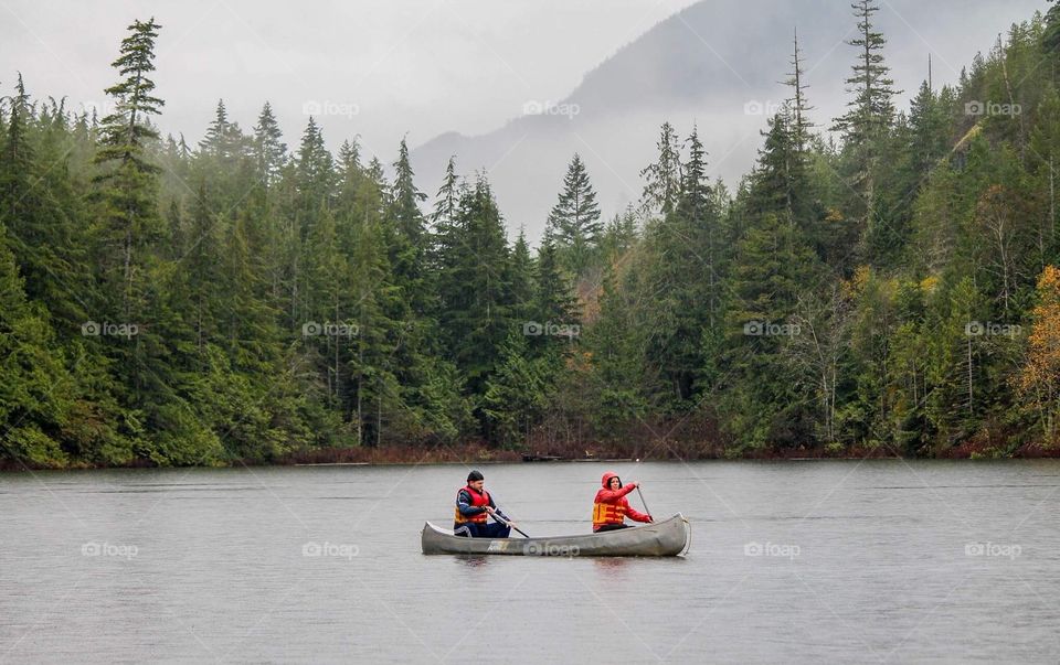 Canoeing in the rain 