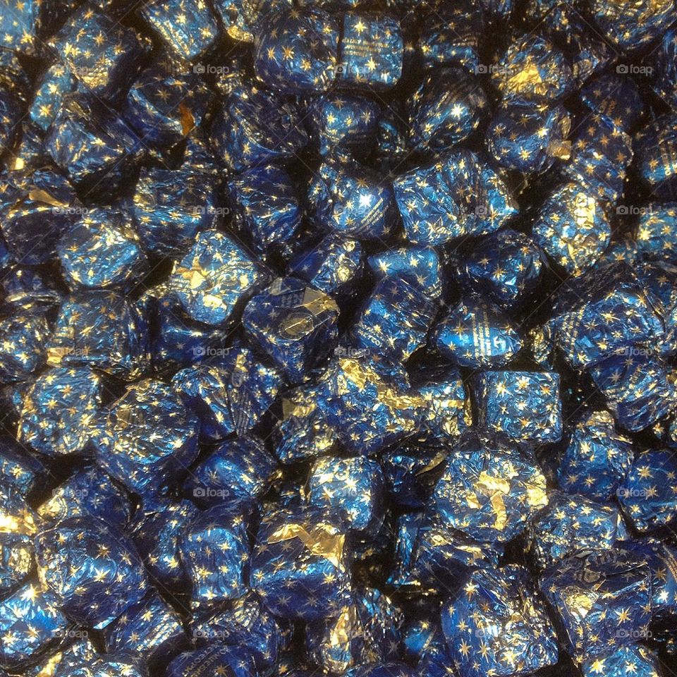 Blue candys . Blue chocolate candies 