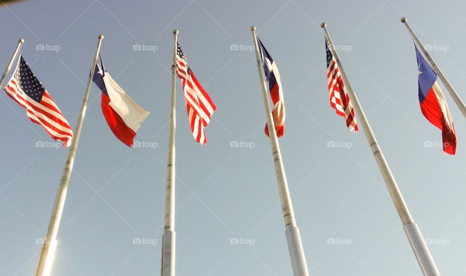 American and Texas Flags