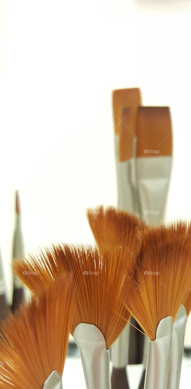 Paintbrushes over white background